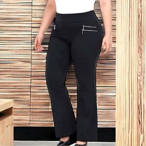 Inno brand black stretchy boot cut pull on slacks. New